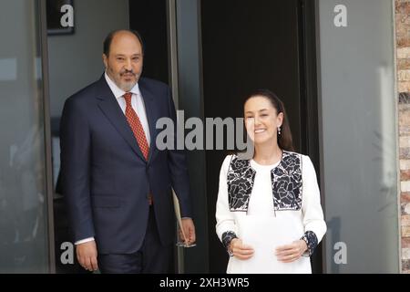 Die neue mexikanische Präsidentin Claudia Sheinbaum Pardo (L) und LÃ¡zaro CÃ¡rdenas Batel nehmen an einer Informationskonferenz Teil. (Kreditbild: © Ian Robles/OKULARIS via ZUMA Press Wire) NUR REDAKTIONELLE VERWENDUNG! Nicht für kommerzielle ZWECKE! Stockfoto