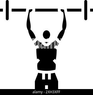 Overhead Press Arm Fitness Übung Glyphe Symbol Vektor Illustration Stock Vektor