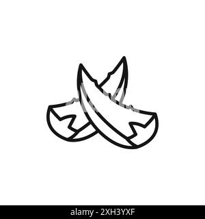 Aloe Vera Icon Logo Zeichen Vektorumrandung in schwarz-weiß Stock Vektor