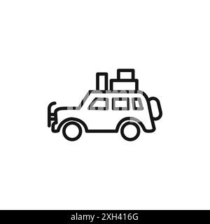 Camping Car Symbol Logo Vektorumriss in schwarz-weiß Farbe Stock Vektor