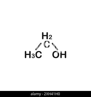 Ethanol Symbol Logo Vektorumrandung in schwarz-weiß Stock Vektor