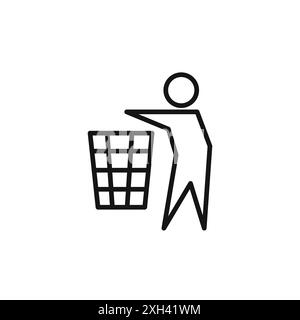 Do not litter icon logo sign vector outline in black and white color Stock Vektor