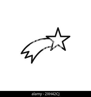 Falling Star Icon Logo Zeichen Vektorkontur in schwarz-weiß Farbe Stock Vektor