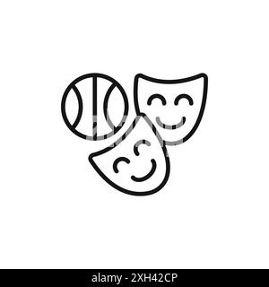 Außerschulische Aktivitäten Symbol Logo Vektorumrandung in Schwarz-weiß Stock Vektor