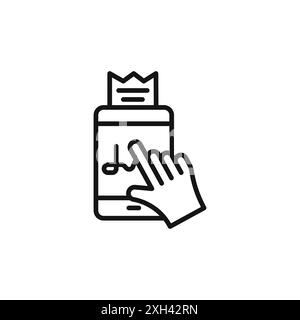 Der Finger bestätigt das Signature-Symbol-Logo-Vektorumriss in Schwarz-weiß Stock Vektor