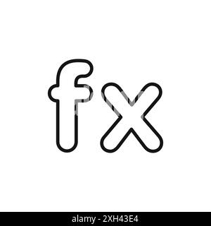 Mathematische Funktion Symbol Logo Vektorkontur in Schwarz-weiß Stock Vektor