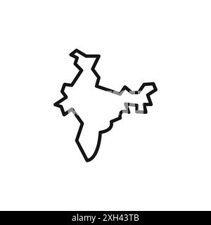 Indische Karte Symbol Logo Vektor Umriss in schwarz-weiß Farbe Stock Vektor