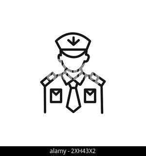 Männlicher Chief Officer Icon Logo Vektor Umriss in schwarz-weiß Farbe Stock Vektor