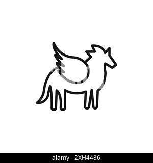 Pegasus Icon Logo Zeichen Vektor Umriss in schwarz-weiß Farbe Stock Vektor