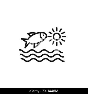 SEA LIFE Icon Logo Vektorumriss in schwarz-weiß Farbe Stock Vektor