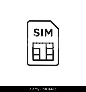sim-Kartensymbol Logo Vektorumrandung in Schwarz-weiß Stock Vektor