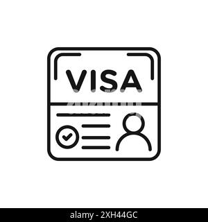 Starten Sie das Visa Symbol Logo Vektorkontur in Schwarz-weiß Stock Vektor