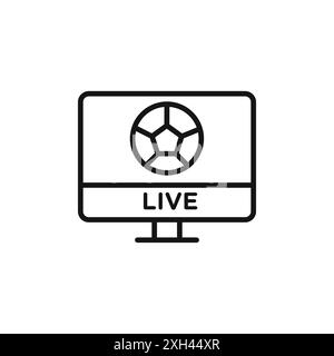 Fußball Live Match auf TV-Symbol Logo Vektor-Umriss in Schwarz-weiß-Farbe Stock Vektor