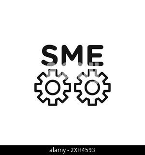 KMU, kleine und mittelständische Unternehmen Icon-Logo-Vektor-Umrisse in Schwarz-weiß Stock Vektor