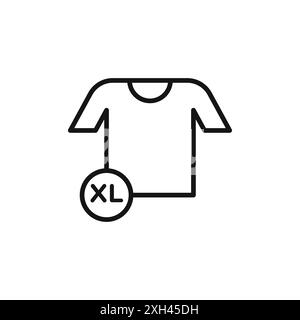 XL Shirt Größe Icon Logo Zeichen Vektor Umriss in schwarz-weiß Farbe Stock Vektor