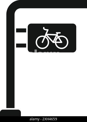 Schwarz-weißes Symbol eines Schilds, das einen Bereich zum Abstellen von Fahrrädern anzeigt Stock Vektor