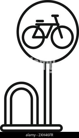 Einfaches Symbol eines Fahrradparkschilds mit einem verfügbaren Parkplatz für Fahrräder Stock Vektor