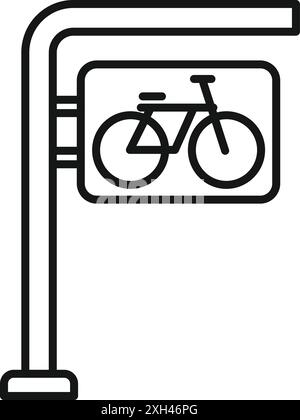 Minimalistische Linienzeichnung eines Schildes, das einen ausgewiesenen Parkplatz für Fahrräder anzeigt Stock Vektor