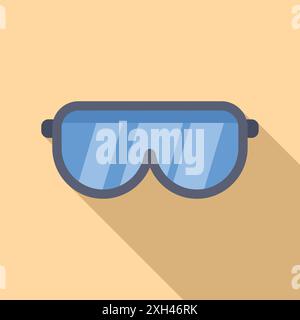 Das Symbol der Schutzbrille zeigt Sicherheit und Schutz in flacher Ausführung mit langem Schatten Stock Vektor
