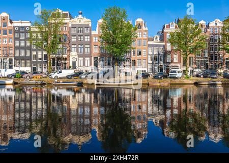 Landschaft von Leidsegracht, einem Kanal in Amsterdam, Niederländisch, Niederlande Stockfoto