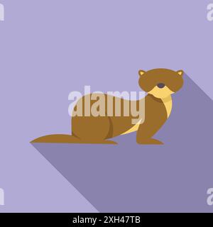 Cartoonotter auf violettem Hintergrund, perfekt für Tierliebhaber und Naturliebhaber Stock Vektor