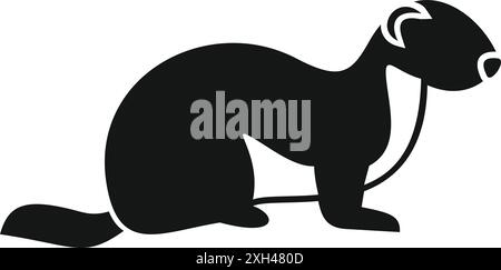 Schlichte schwarze Silhouette eines Frettchens, der auf vier Beinen steht Stock Vektor