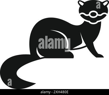 Schwarze Silhouette eines Frettchens, das ruhig sitzt, ein schlichtes und elegantes Design Stock Vektor