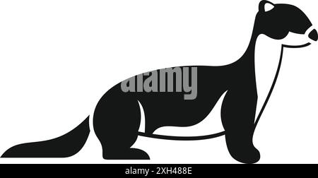 Schwarz-weiße Ikone eines Frettchens, das im Profil steht Stock Vektor