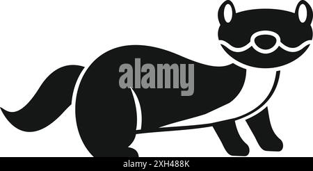 Schwarzes Frettchen, seitlich stehend, einfaches Symbol-Logo, das die Tierwelt repräsentiert Stock Vektor