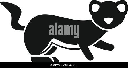 Schwarz-weiße Silhouette eines Herohrengangs, ein einfaches Symbol eines wilden Mustellids Stock Vektor