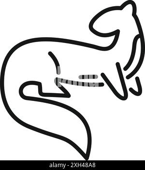 Einfache Linienzeichnung eines Frettchens auf zwei Beinen im minimalistischen Stil Stock Vektor