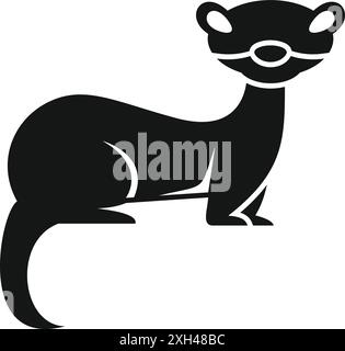 Einfaches schwarz-weißes Logo eines Frettchens, das auf vier Beinen steht Stock Vektor