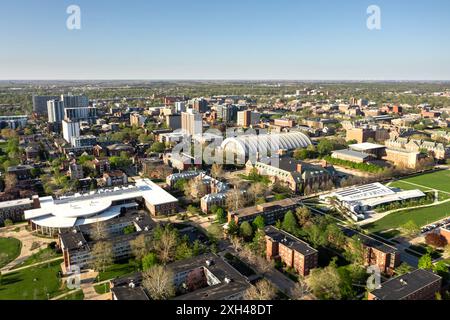 Luftaufnahme der University of Illinois auf dem Urbana-Champaign Campus Stockfoto