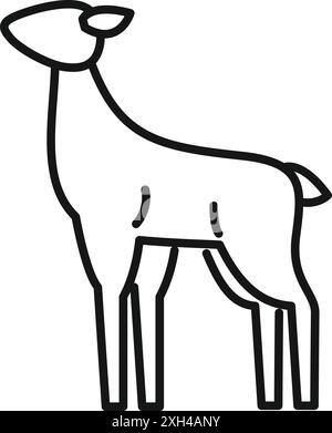 Minimalistische Linienkunst eines jungen Hirsches, der anmutig steht Stock Vektor