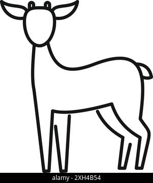 Einfache und moderne Strichgrafik-Illustration eines Hirsches, der wachsam steht, perfekt für minimalistische Designs Stock Vektor