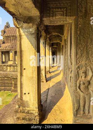 Das UNESCO-Weltkulturerbe in Angkor Wat, einem hinduistisch-buddhistischen Tempelkomplex in der Nähe von Siem Reap, Kambodscha. Stockfoto