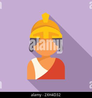 Flaches Design, das Symbol eines griechischen Kriegers, der einen Helm trägt, erinnert an Geschichte und alte Schlachten Stock Vektor