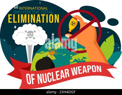 Internationaler Tag der totalen Beseitigung von Kernwaffen Vektor-Illustration am 26. September vor dem Hintergrund einer Atombombenexplosion Stock Vektor