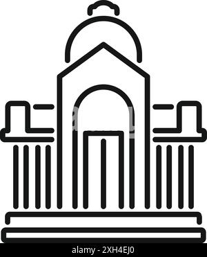 Einfache Linienzeichnung eines Regierungsgebäudes mit Säulen und Kuppel Stock Vektor