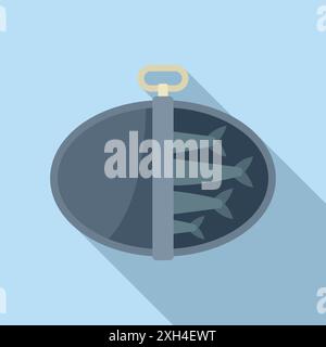 Konservierung von Sardinen in einer runden Dose für lange Haltbarkeit Stock Vektor