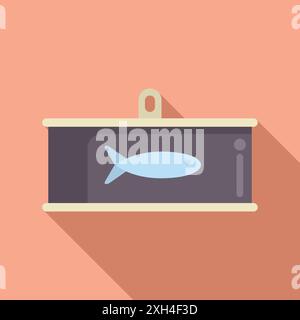 Diese flache Abbildung zeigt einen Sardinenfisch aus der Dose, der das Konzept der konservierten Meeresfrüchte unterstreicht Stock Vektor