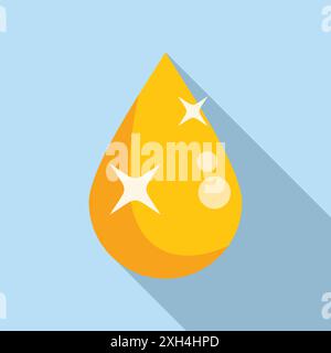 Goldener Tropfen, der mit Blasen auf blauem Hintergrund im Inneren schwebt Stock Vektor