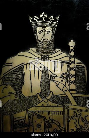 Robert the Bruce, 1306 erster König von Schottland. Bild aus Messinggrab in Dunfermline Abbey Stockfoto