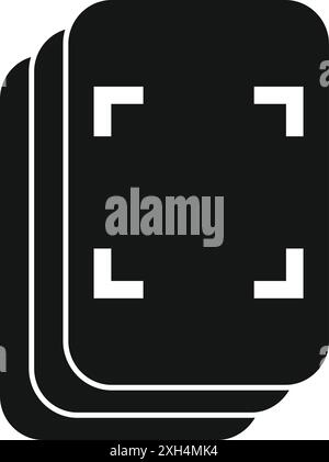 Schwarzweiß-Symbol für mehrere Papiere mit Beschnittmarken zur Bearbeitung Stock Vektor