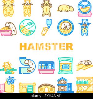 Hamster Hamster nette App Haustier Münze Icons Set Vektor Stock Vektor