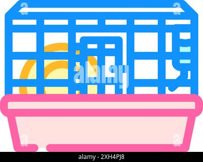 Vektor-Illustration des Hammerkäfigs für Haustier mit Farbsymbol Stock Vektor