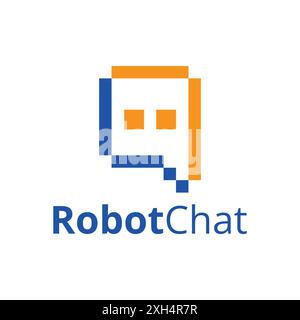 Roboter-Chat-Nachrichtenkommunikationstechnologie Digitale Quadratische Logo-Vorlage Stock Vektor