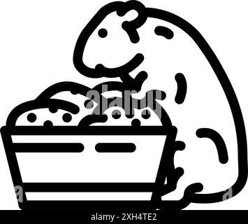 Hamster mit Nahrung Haustier Linie Symbol Vektor Illustration Stock Vektor