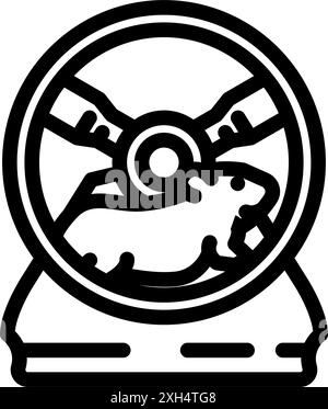 Hamster im Rad PET Line Icon Vektor Illustration Stock Vektor