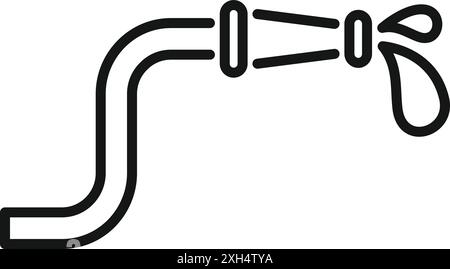 Einfaches Schwarz-weiß-Symbol für einen Gartenschlauch, der Wasser sprüht Stock Vektor